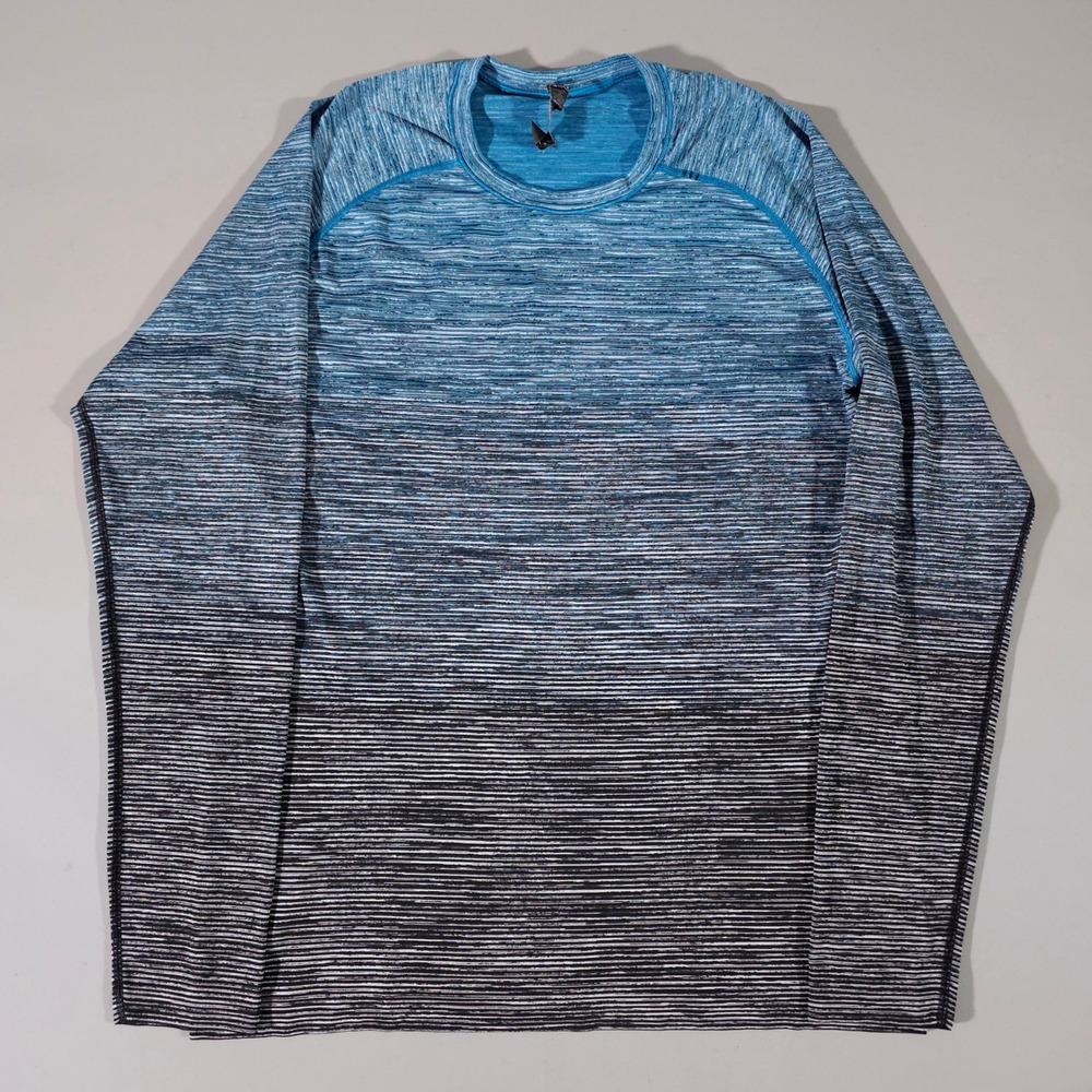 Lululemon Metal Vent Tech Shirt Mens L Blue Ombre Space Dye Long Sleeve Training